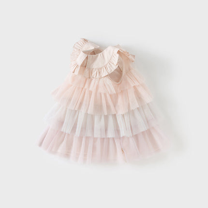 Summer Girls Gradient Purple Mesh Cake Dress