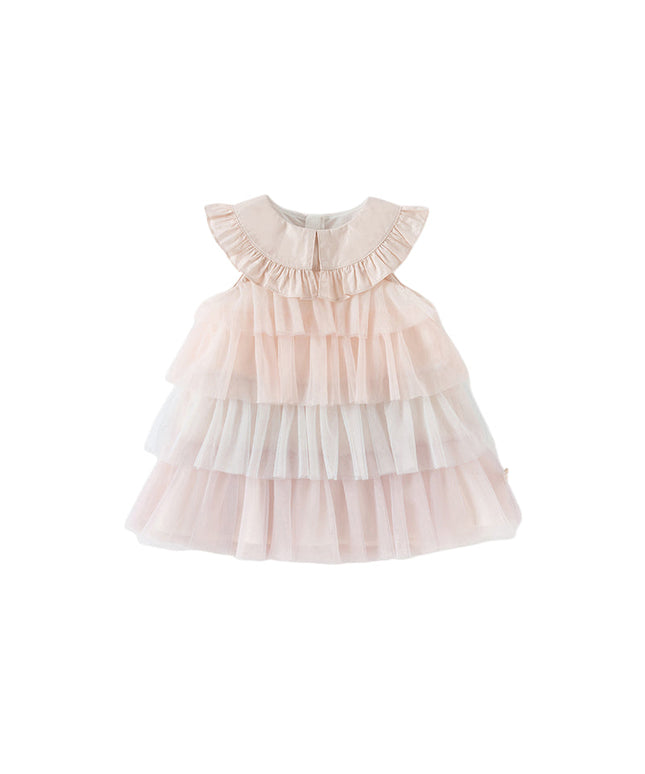 Summer Girls Gradient Purple Mesh Cake Dress