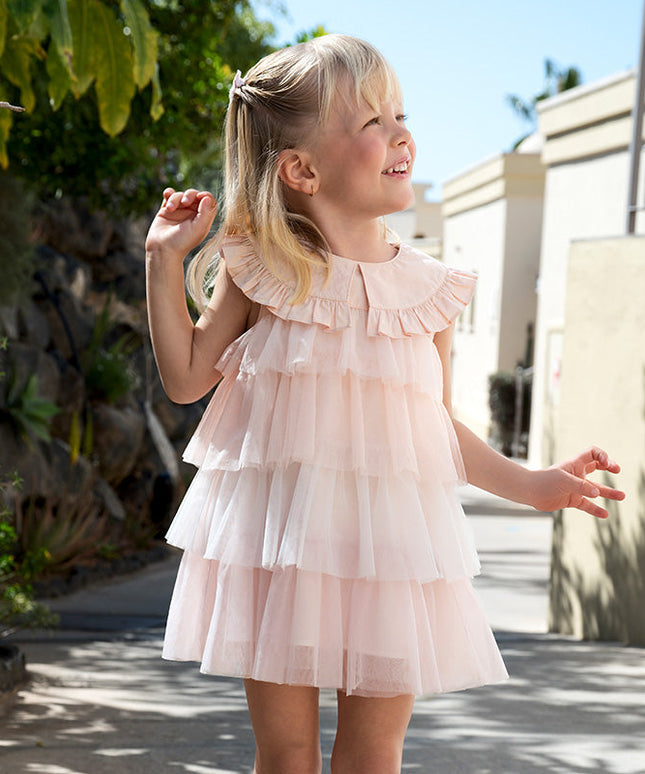 Summer Girls Gradient Purple Mesh Cake Dress