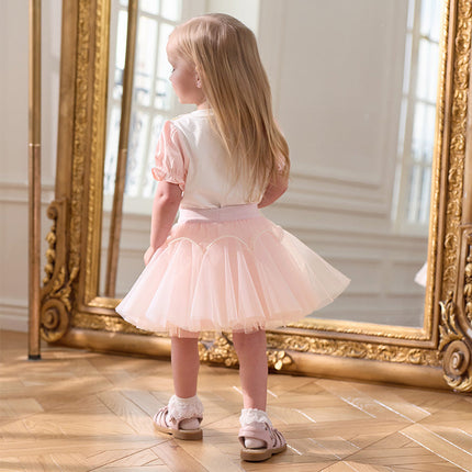 Toddler Girls Summer Adorable Light Pink Underwear Mesh Skirt
