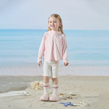 Toddler Girls Summer White/Pink Slim Breathable Leggings