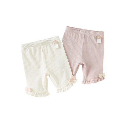 Toddler Girls Summer White/Pink Slim Breathable Leggings