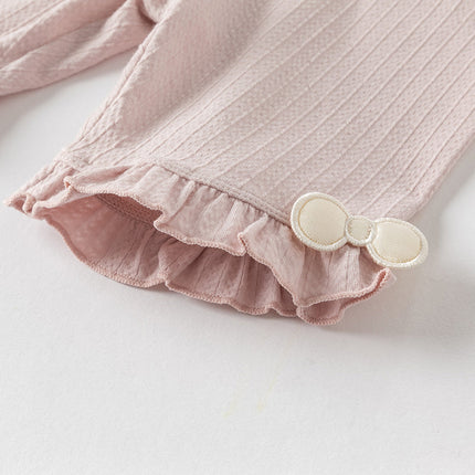 Toddler Girls Summer White/Pink Slim Breathable Leggings