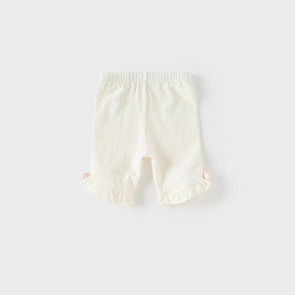 Toddler Girls Summer White/Pink Slim Breathable Leggings