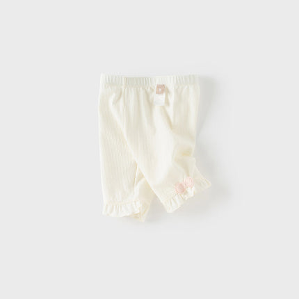 Toddler Girls Summer White/Pink Slim Breathable Leggings