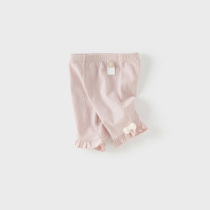 Toddler Girls Summer White/Pink Slim Breathable Leggings