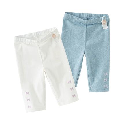 Toddler Girls Summer Beige/Denim Blue Versatile Comfortable Casual Pants