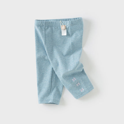 Toddler Girls Summer Beige/Denim Blue Versatile Comfortable Casual Pants