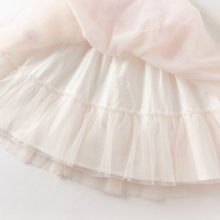 Girls Summer Pink Mesh Flower Halter Dress
