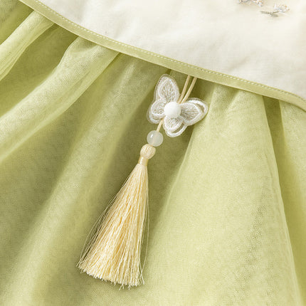 Toddler Girls Summer Chinese-style Light Yellow Cute Mesh A-line Dress
