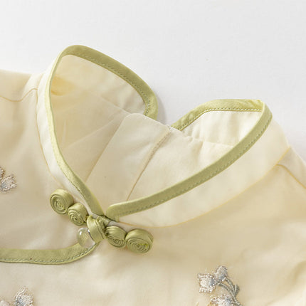 Toddler Girls Summer Chinese-style Light Yellow Cute Mesh A-line Dress