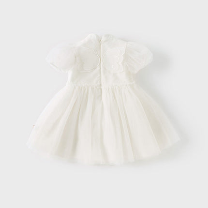 Toddler Girls Summer Adorable Beige Chinese-style A-line Mesh Dress