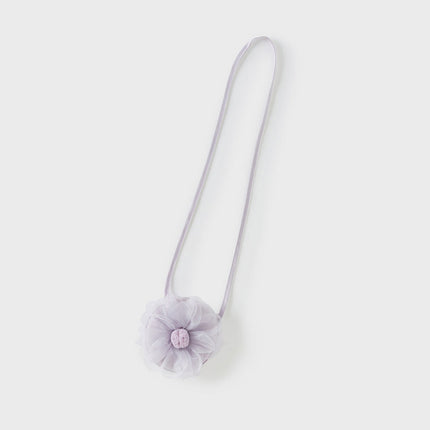Kids Girls Summer Pretty Sleeveless Grey Purple Flower Mesh Dress (wallet bag)