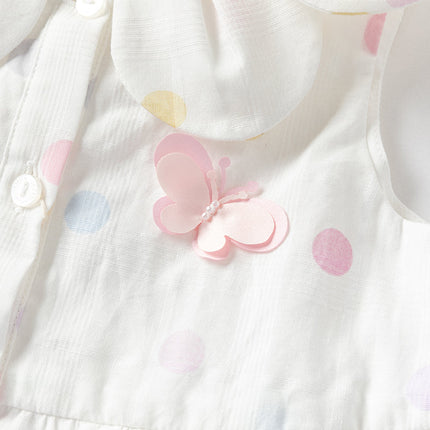 Girls Summer Cotton Colored Dots Sleeveless Dress