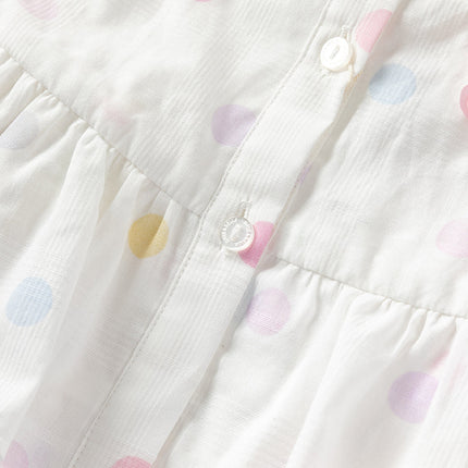 Girls Summer Cotton Colored Dots Sleeveless Dress