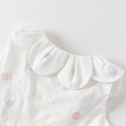 Girls Summer Cotton Colored Dots Sleeveless Dress