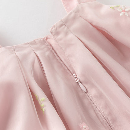 Girls Summer Pink Tulle Mesh Sleeveless Princess Jellyfish Style Dress