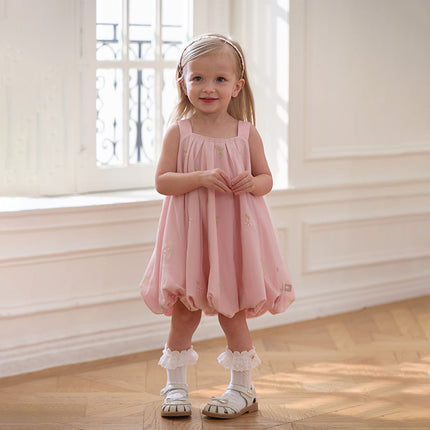 Girls Summer Pink Tulle Mesh Sleeveless Princess Jellyfish Style Dress