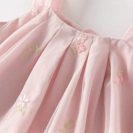 Girls Summer Pink Tulle Mesh Sleeveless Princess Jellyfish Style Dress