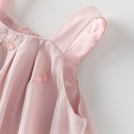 Girls Summer Pink Tulle Mesh Sleeveless Princess Jellyfish Style Dress