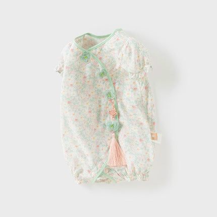Baby Girls Summer Green Print Chinese-style Soft Rompers