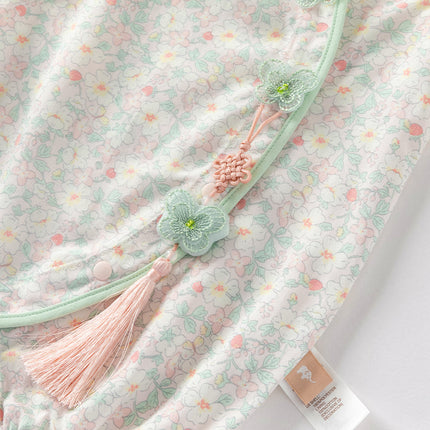 Baby Girls Summer Green Print Chinese-style Soft Rompers