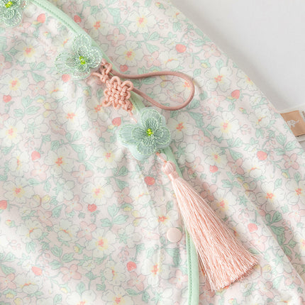 Baby Girls Summer Green Print Chinese-style Soft Rompers