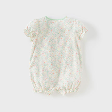 Baby Girls Summer Green Print Chinese-style Soft Rompers