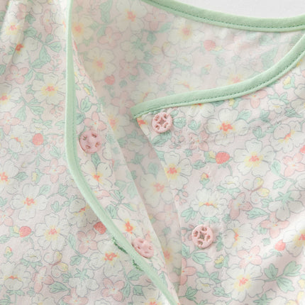 Baby Girls Summer Green Print Chinese-style Soft Rompers