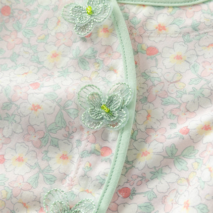 Baby Girls Summer Green Print Chinese-style Soft Rompers