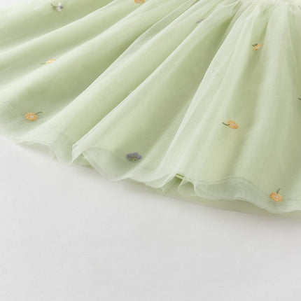 Toddler Girls Summer Green Mesh Elegance Princess Dress (wallet bag)