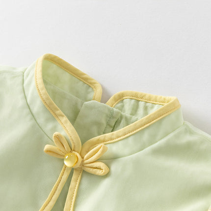 Toddler Girls Summer Green Mesh Elegance Princess Dress (wallet bag)