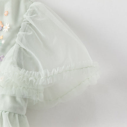 Girls Summer Green Mesh Princess Dress