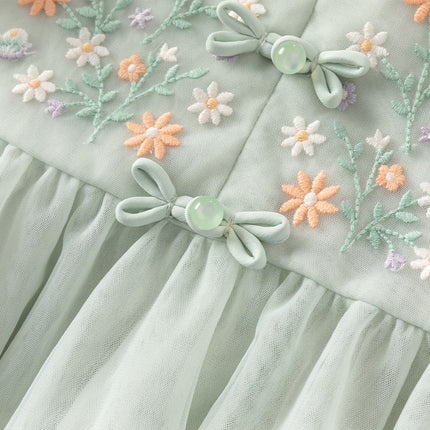 Girls Summer Green Mesh Princess Dress