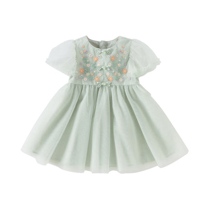 Girls Summer Green Mesh Princess Dress