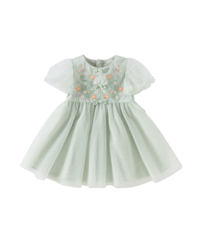 Girls Summer Green Mesh Princess Dress