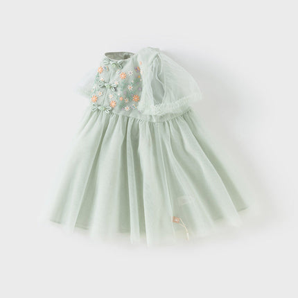 Girls Summer Green Mesh Princess Dress