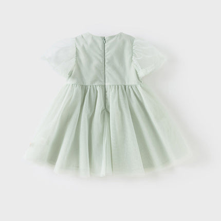 Girls Summer Green Mesh Princess Dress