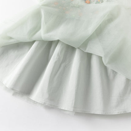 Girls Summer Green Mesh Princess Dress