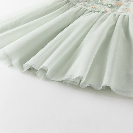 Girls Summer Green Mesh Princess Dress