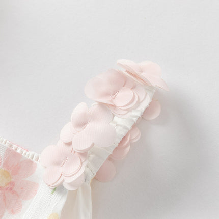 Girls Summer Cotton Cute Floral Print Halter Dress