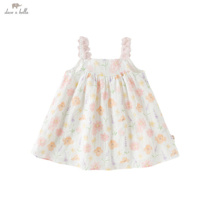 Girls Summer Cotton Cute Floral Print Halter Dress