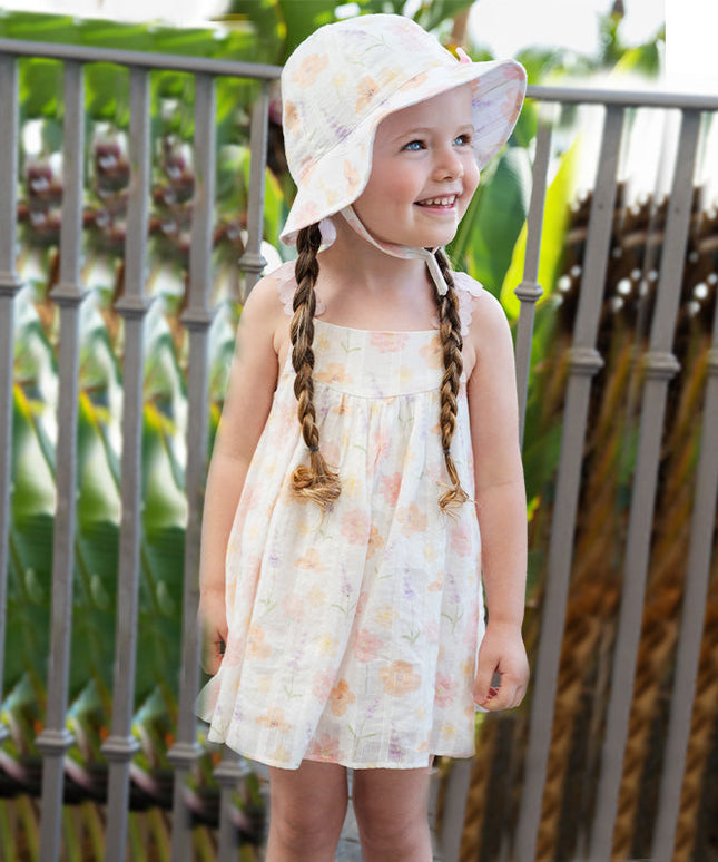 Girls Summer Cotton Cute Floral Print Halter Dress