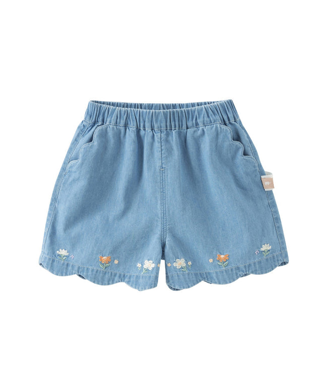 Toddler Girls Summer Sweet Denim Blue Breathable Cotton Jean Shorts