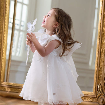 Girls Summer Fantasy Mesh White Dress