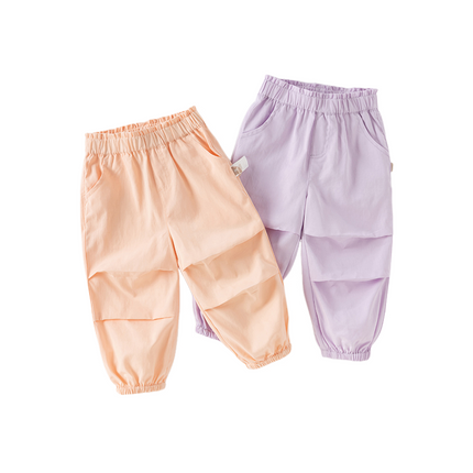 Toddler Girls Summer Purple/Orange Lightweight Loose Pants