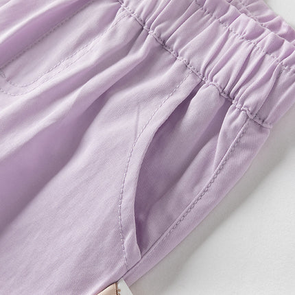 Toddler Girls Summer Purple/Orange Lightweight Loose Pants