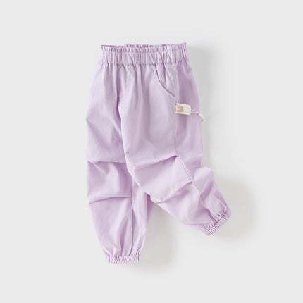 Toddler Girls Summer Purple/Orange Lightweight Loose Pants