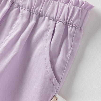 Toddler Girls Summer Purple/Orange Lightweight Loose Pants