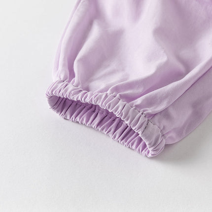 Toddler Girls Summer Purple/Orange Lightweight Loose Pants